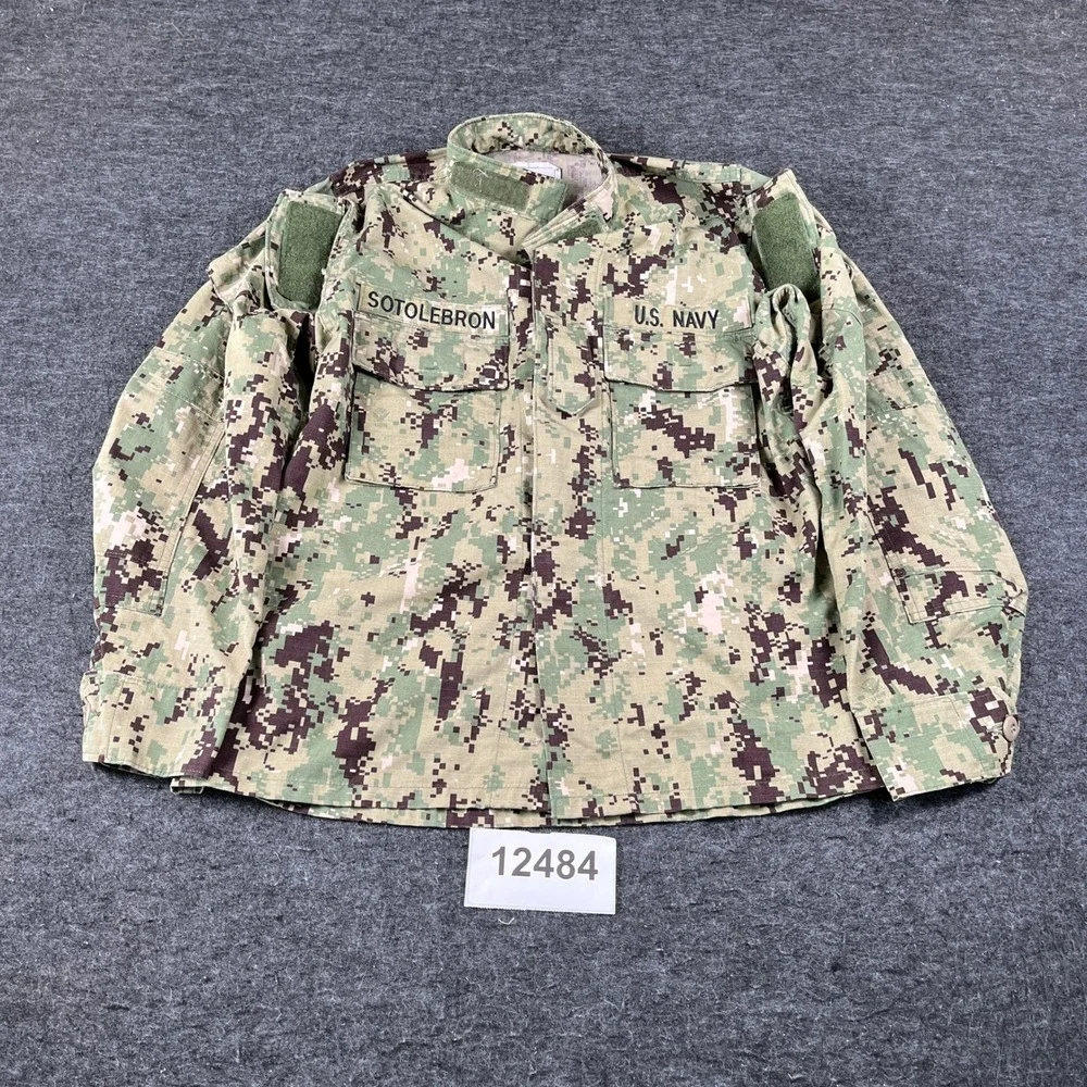 US Navy NWU Type III Jacket Mens 32 Short Green Camouflage Flap Pockets Gorpcore